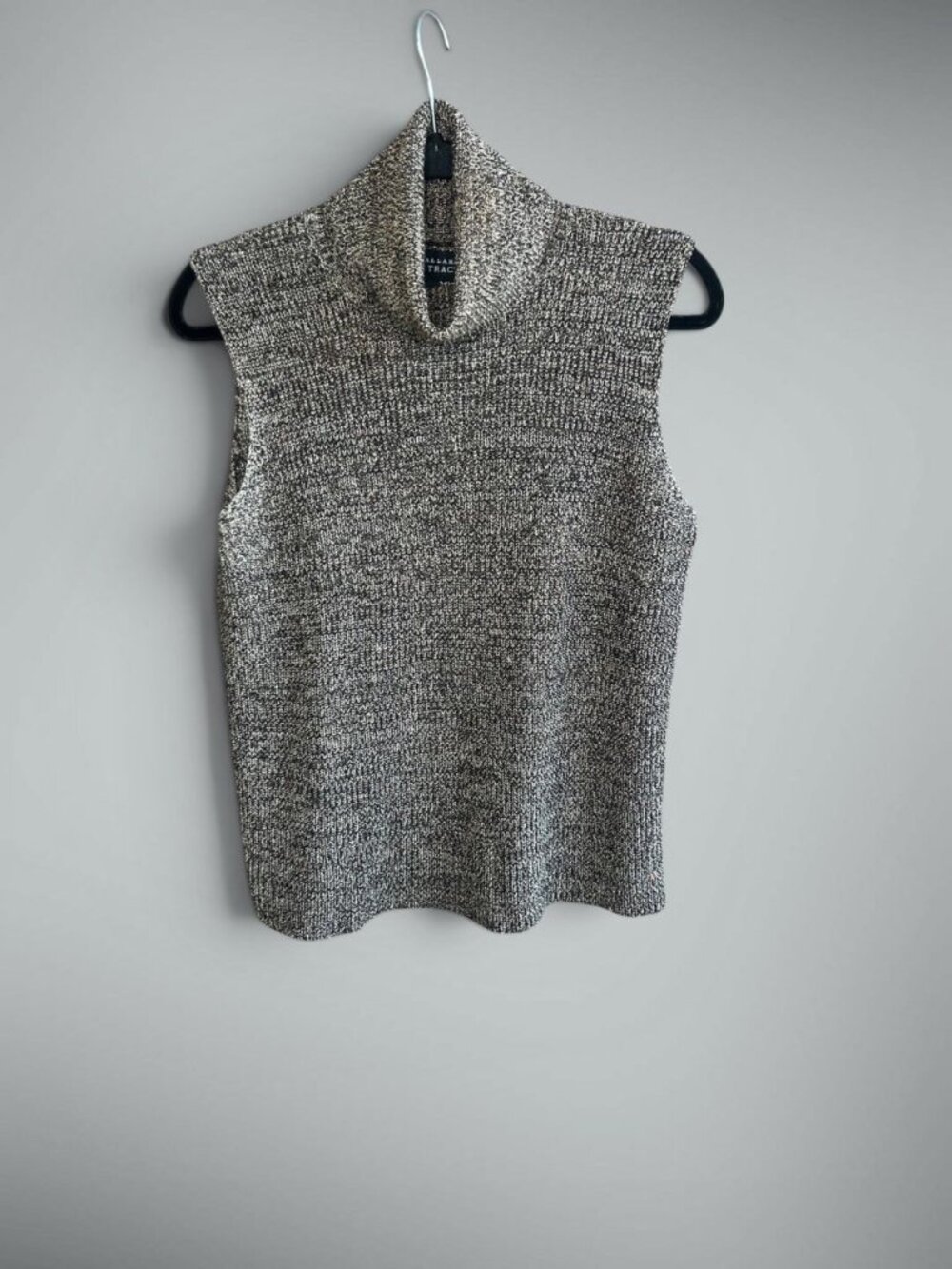 Linda Allard for Ellen Tracy Brown Heather Sleeveless Turtleneck Sweater Size X